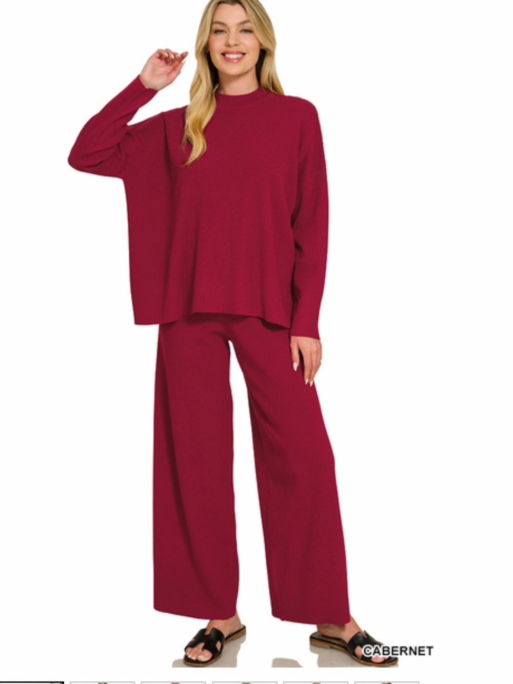 346 ❤️ ZENANA VISCOSE Cabernet SWEATER TOP & PANTS 2PCS SET